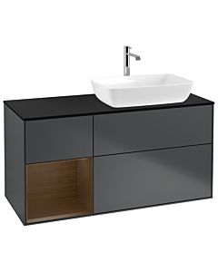 Villeroy und Boch Finion Villeroy und Boch Finion G802GNHG 120cm, cover plate black matt, Emotion, shelves Walnut Veneer , Midnight Blue Matt Lacquer