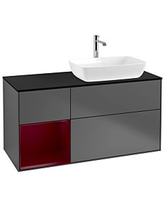 Villeroy und Boch Finion Villeroy und Boch Finion G802HBGK 120cm, cover plate black matt, Emotion, shelves Peony matt lacquer, anthracite matt