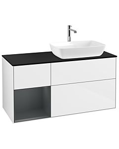 Villeroy und Boch Finion Villeroy und Boch Finion G802HGGF 120cm, cover plate black matt, Emotion, shelves Midnight matt lacquer, Glossy white lacquer