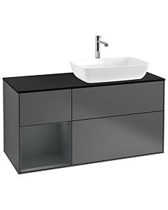 Villeroy und Boch Finion Villeroy und Boch Finion G802HGGK 120cm, cover plate black matt, Emotion, shelves midnight matt lacquer, anthracite matt