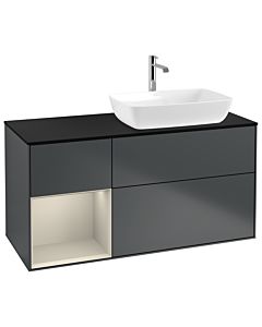 Villeroy und Boch Finion Villeroy und Boch Finion G802HHHG 120cm, cover plate black matt, Emotion, shelves sand matt lacquer, Midnight Blue Matt Lacquer