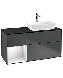 Villeroy und Boch Finion Villeroy und Boch Finion G802MTHG 120cm, cover plate black matt, Emotion, shelves white matt lacquer, midnight Blue Matt Lacquer