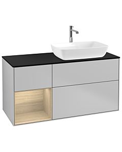 Villeroy und Boch Finion Villeroy und Boch G802PCGJ 120cm, plaque de finition noir mat, Emotion, étagères Oak Veneer , gris clair mat