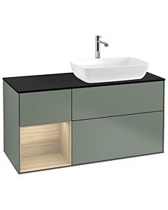 Villeroy und Boch Finion Villeroy und Boch G802PCGM 120cm, plaque de finition noir mat, émotion, étagères Oak Veneer , Olive Matt Lacquer