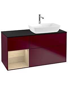 Villeroy und Boch Finion Villeroy und Boch G802PCHB 120cm, plaque de finition noir mat, émotion, étagères Oak Veneer , Peony Matt