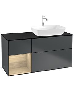 Villeroy und Boch Finion Waschtischunterschrank G802PCHG 120cm, Abdeckplatte black matt, Emotion, Regale Oak Veneer, Midnight Blue Matt Lacquer