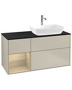 Villeroy und Boch Finion Villeroy und Boch G802PCHH 120cm, plaque de finition noir mat, émotion, étagères Oak Veneer , Sand Matt Lacquer