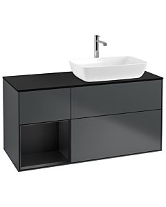 Villeroy und Boch Finion Villeroy und Boch Finion G802PDHG 120cm, cover plate black matt, Emotion, shelves black matt lacquer, midnight Blue Matt Lacquer