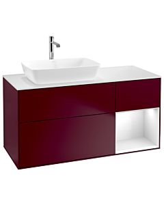 Villeroy und Boch Finion Waschtischunterschrank G811GFHB 120cm, Abdeckplatte white matt, Emotion, Regale Glossy white lacquer, Peony Matt