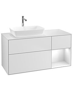 Villeroy und Boch Finion Villeroy und Boch G811GFMT 120cm, plaque de recouvrement blanc mat, Emotion, étagères Laque blanc brillant, laqué blanc mat