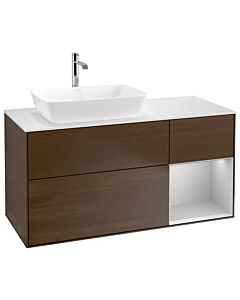 Villeroy und Boch Finion Villeroy und Boch Finion G811GJGN 120cm, cover plate white matt, Emotion, shelves light gray matt lacquer, walnut veneer