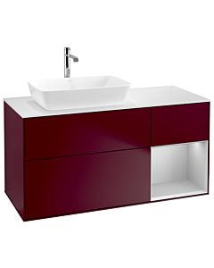 Villeroy und Boch Finion Villeroy und Boch G811GJHB 120cm, plaque de finition blanc mat, Emotion, étagères laqué gris clair mat, Peony Matt