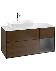 Villeroy und Boch Finion Villeroy und Boch Finion G811GKGN 120cm, top white matt, Emotion, shelves anthracite matt lacquer, walnut veneer