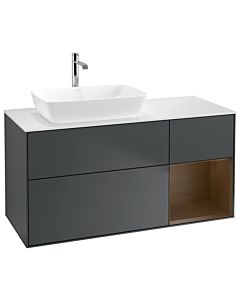 Villeroy und Boch Finion Villeroy und Boch G811GNHG 120cm, plaque de finition blanc mat, Emotion, étagères Walnut Veneer , Midnight Blue Matt Lacquer