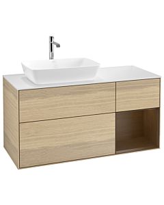 Villeroy und Boch Finion Waschtischunterschrank G811GNPC 120cm, Abdeckplatte white matt, Emotion, Regale Walnut Veneer, Oak Veneer