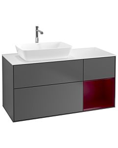 Villeroy und Boch Finion Villeroy und Boch G811HBGK 120cm, couvercle blanc mat, Emotion, étagères Peony laqué mat, anthracite mat