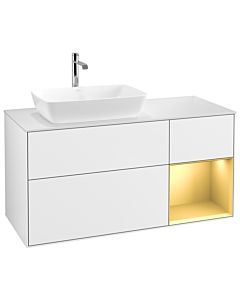 Villeroy und Boch Finion Villeroy und Boch Finion G811HFGF 120cm, cover plate white matt, Emotion, shelves gold matt lacquer, glossy white lacquer