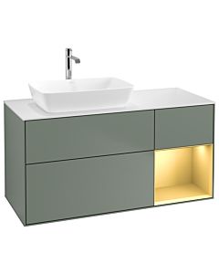 Villeroy und Boch Finion Villeroy und Boch Finion G811HFGM 120cm, cover plate white matt, Emotion, shelves gold matt lacquer, Olive Matt Lacquer