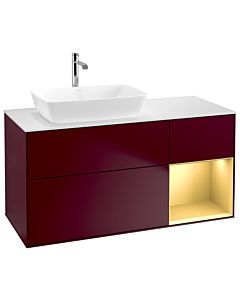 Villeroy und Boch Finion Waschtischunterschrank G811HFHB 120cm, Abdeckplatte white matt, Emotion, Regale Gold matt lacquer, Peony Matt