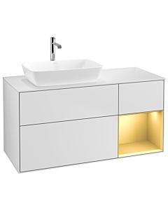 Villeroy und Boch Finion Villeroy und Boch Finion G811HFMT 120cm, cover plate white matt, Emotion, shelves gold matt lacquer, white matt lacquer