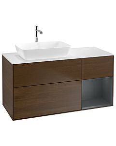 Villeroy und Boch Finion Villeroy und Boch Finion G811HGGN 120cm, cover plate white matt, Emotion, shelves Midnight matt lacquer, walnut veneer