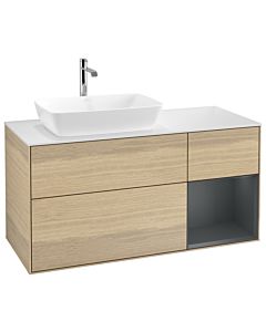 Villeroy und Boch Finion Waschtischunterschrank G811HGPC 120cm, Abdeckplatte white matt, Emotion, Regale Midnight matt lacquer, Oak Veneer