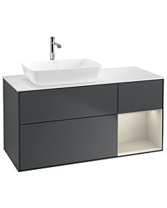 Villeroy und Boch Finion Villeroy und Boch Finion G811HHHG 120cm, cover plate white matt, Emotion, shelves sand matt lacquer, midnight Blue Matt Lacquer