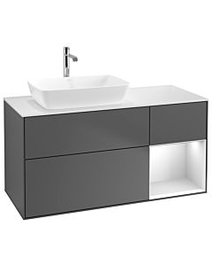 Villeroy und Boch Finion Waschtischunterschrank G811MTGK 120cm, Abdeckplatte white matt, Emotion, Regale White matt lacquer, Anthracite matt