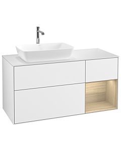 Villeroy und Boch Finion Villeroy und Boch Finion G811PCGF 120cm, cover plate white matt, Emotion, shelves Oak Veneer , glossy white lacquer