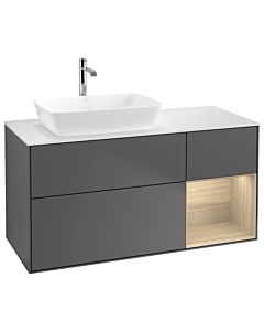 Villeroy und Boch Finion Villeroy und Boch G811PCGK 120cm, plaque de finition blanc mat, émotion, étagères Oak Veneer , anthracite mat