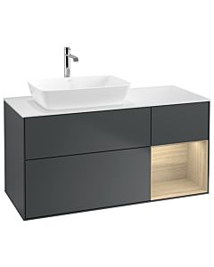 Villeroy und Boch Finion Villeroy und Boch G811PCHG 120cm, plaque de finition blanc mat, Emotion, étagères Oak Veneer , Midnight Blue Matt Lacquer