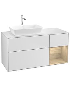 Villeroy und Boch Finion Waschtischunterschrank G811PCMT 120cm, Abdeckplatte white matt, Emotion, Regale Oak Veneer, White matt lacquer