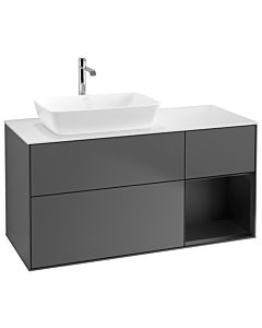 Villeroy und Boch Finion Villeroy und Boch Finion G811PDGK 120cm, cover plate white matt, Emotion, shelves black matt lacquer, anthracite matt