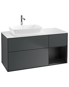 Villeroy und Boch Finion Waschtischunterschrank G811PDHG 120cm, Abdeckplatte white matt, Emotion, Regale Black matt lacquer, Midnight Blue Matt Lacquer