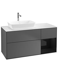 Villeroy und Boch Finion Villeroy und Boch Finion G811PHGK 120cm, cover plate white matt, Emotion, shelves Glossy black lacquer, anthracite matt