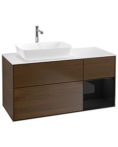 Villeroy und Boch Finion Villeroy und Boch Finion G811PHGN 120cm, cover plate white matt, Emotion, shelves Glossy black lacquer, walnut veneer