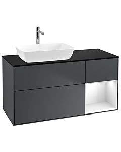 Villeroy und Boch Finion Villeroy und Boch G812GFHG 120cm, couvercle noir mat, Emotion, étagères Laque blanc brillant, Midnight Blue Matt Lacquer