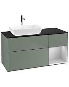 Villeroy und Boch Finion Villeroy und Boch G812GJGM 120cm, plaque de finition noir mat, Emotion, étagères Laque gris clair mat, Olive Matt Lacquer