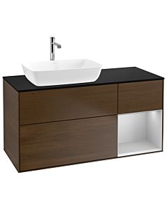 Villeroy und Boch Finion Villeroy und Boch Finion G812GJGN 120cm, cover plate black matt, Emotion, shelves light gray matt lacquer, walnut veneer