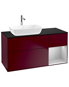 Villeroy und Boch Finion Villeroy und Boch G812GJHB 120cm, couvercle noir mat, Emotion, étagères Laque gris clair mat, Peony Matt