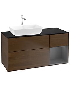 Villeroy und Boch Finion Villeroy und Boch Finion G812GKGN 120cm, cover plate black matt, Emotion, shelves anthracite matt lacquer, walnut veneer