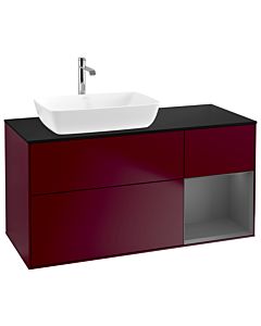 Villeroy und Boch Finion Villeroy und Boch G812GKHB 120cm, plaque de finition noir mat, Emotion, étagères laqué anthracite mat, Peony Matt