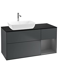 Villeroy und Boch Finion Villeroy und Boch G812GKHG 120cm, plaque de finition noir mat, Emotion, étagères Laque anthracite mat, Midnight Blue Matt Lacquer