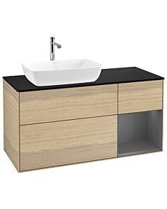 Villeroy und Boch Finion Villeroy und Boch G812GKPC 120cm, plaque de finition noir mat, Emotion, étagères laqué anthracite mat, Oak Veneer