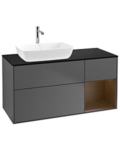 Villeroy und Boch Finion Villeroy und Boch Finion G812GNGK 120cm, cover plate black matt, Emotion, shelves Walnut Veneer , anthracite matt