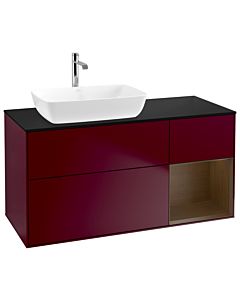 Villeroy und Boch Finion Villeroy und Boch G812GNHB 120cm, plaque de finition noir mat, émotion, étagères Walnut Veneer , Peony Matt