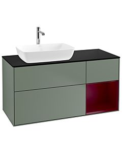 Villeroy und Boch Finion Villeroy und Boch Finion G812HBGM 120cm, cover plate black matt, Emotion, shelves Peony matt lacquer, Olive Matt Lacquer