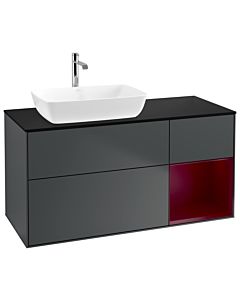 Villeroy und Boch Finion Villeroy und Boch G812HBHG 120cm, plaque de finition noir mat, Emotion, étagères Peony laqué mat, Midnight Blue Matt Lacquer