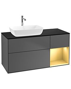 Villeroy und Boch Finion Villeroy und Boch Finion G812HFGK 120cm, cover plate black matt, Emotion, shelves gold matt lacquer, anthracite matt