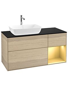 Villeroy und Boch Finion Villeroy und Boch Finion G812HFPC 120cm, cover plate black matt, Emotion, shelves gold matt lacquer, Oak Veneer